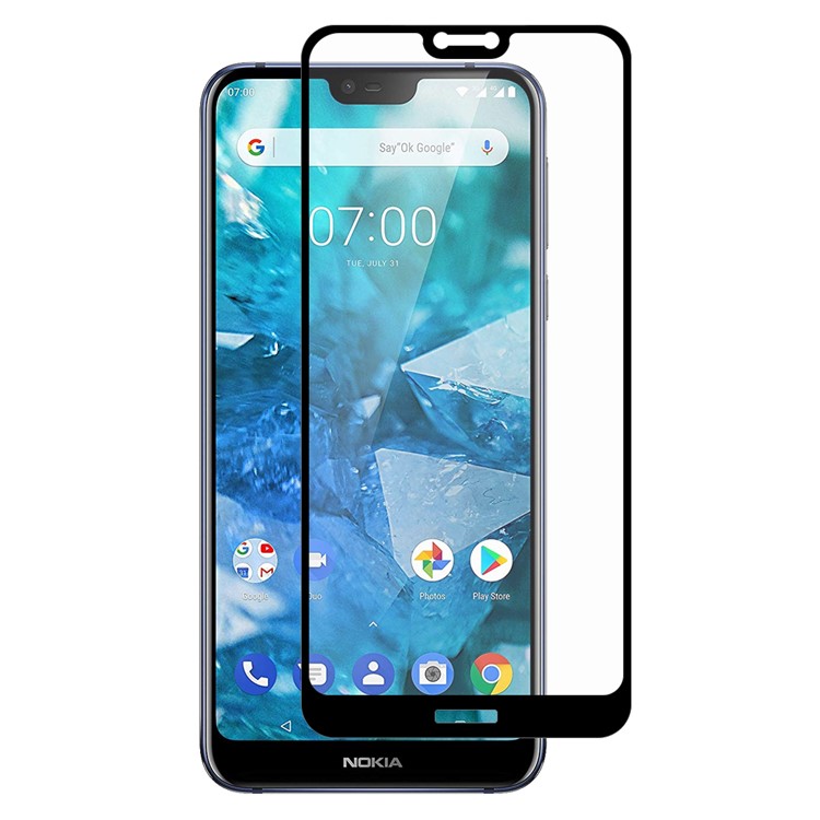 HAT PRINCE Full Glue Full Size 0.26mm 9H 2.5D Arc Edge Tempered Glass Protective Film for Nokia 7.1 - Black-1