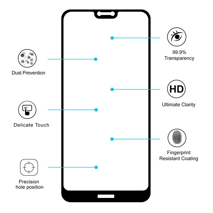 HAT PRINCE Full Glue Full Size 0.26mm 9H 2.5D Arc Edge Tempered Glass Protective Film for Nokia 7.1 - Black-4