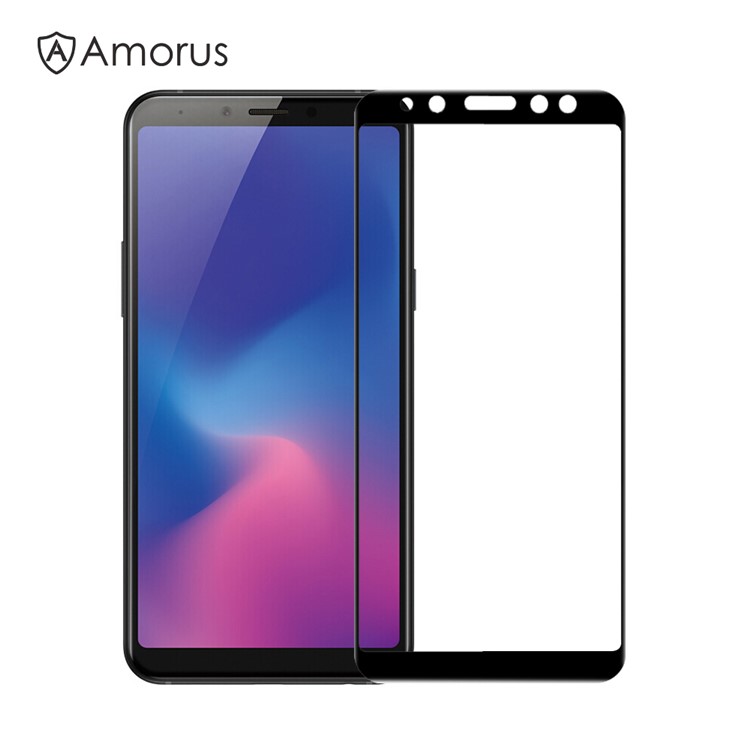 

AMORUS Для Samsung Galaxy A6 (2018) 9H Шелковая Печать Полноразмерного Закаленного Стекла Против Взрыва Экран Протектор [полный Клей] - Черный, Galaxy A6 (2018)