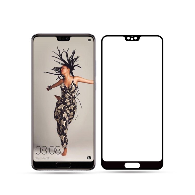 AMORUS Cola Completa Impressão De Seda 9 H Vidro Temperado Em Tamanho Grande Escudo Para Huawei P20 - Preto-3