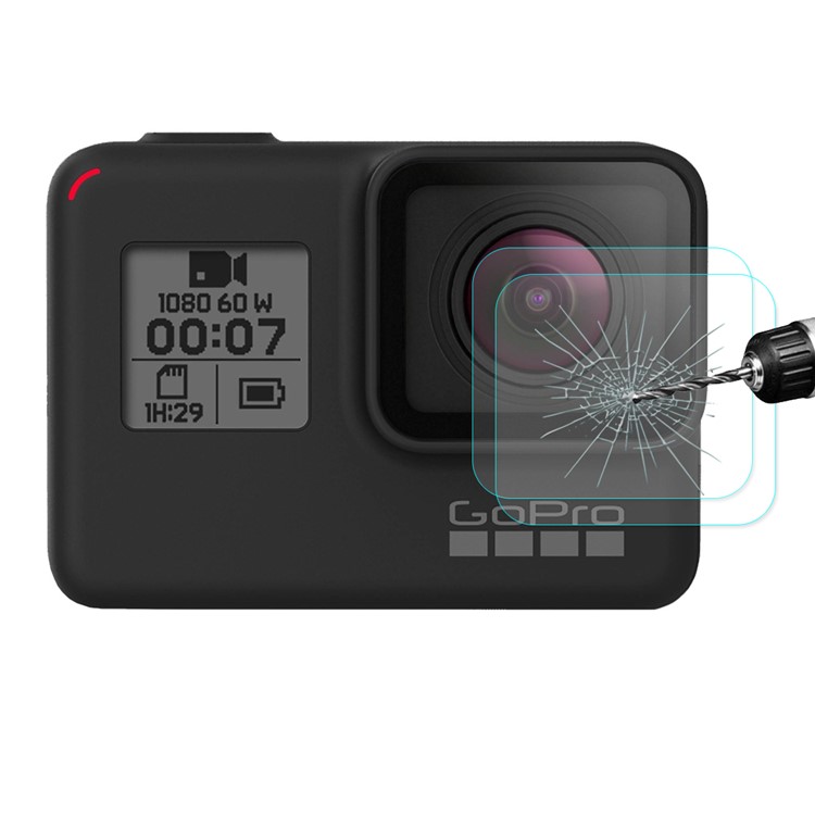 2 STÜCKE Hut Prince Tempered Glass Screen Schutzfolie Für Gopro Hero7 Schwarz 0,2 Mm 9H 2.15D Bogenkante-6