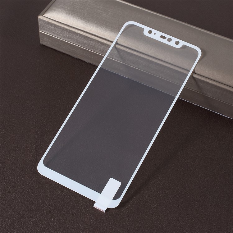 Silk Printing Tempered Glass Full Covering Screen Shield for Xiaomi Redmi Note 6 Pro - White-1