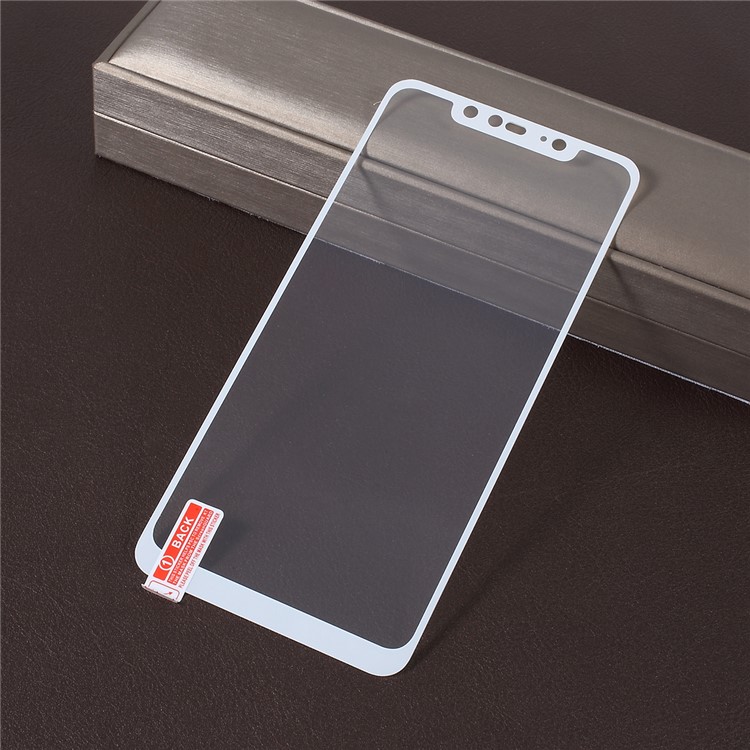 Silk Printing Tempered Glass Full Covering Screen Shield for Xiaomi Redmi Note 6 Pro - White-2