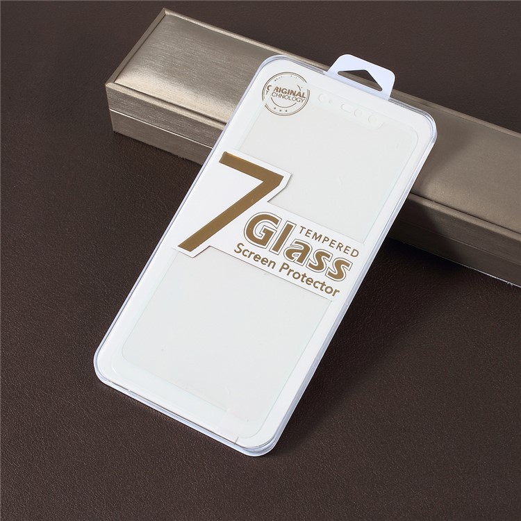 Silk Printing Tempered Glass Full Covering Screen Shield for Xiaomi Redmi Note 6 Pro - White-6