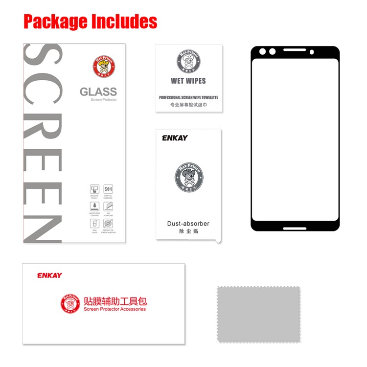 HAT PRINCE Full Glue 0.26mm 9H 2.5D Full Size Tempered Glass Protector for Google Pixel 3-6