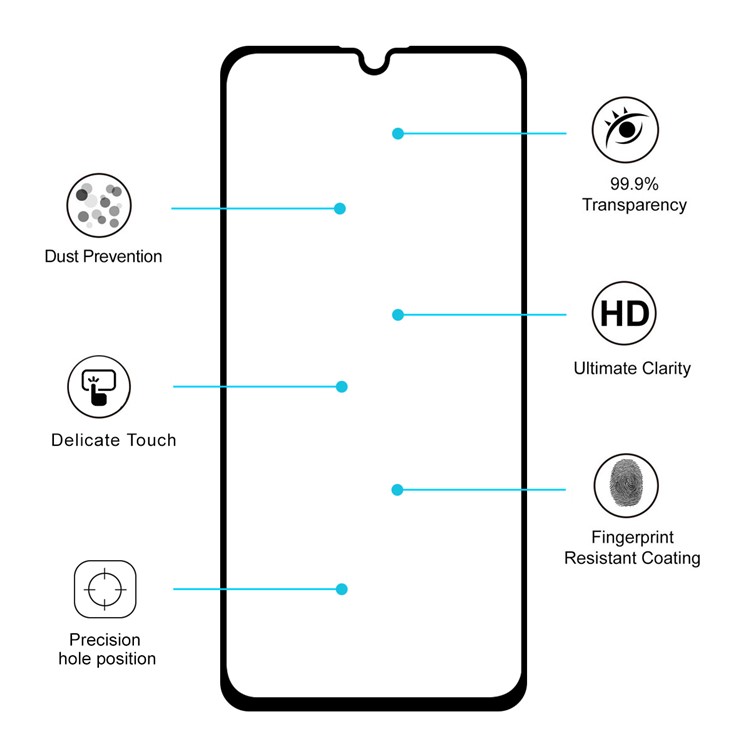 HAT PRINCE Full Glue 0.26mm 9H 2.5D Tempered Glass Full Size Screen Film for Huawei Honor 10 Lite / P Smart (2019)-4