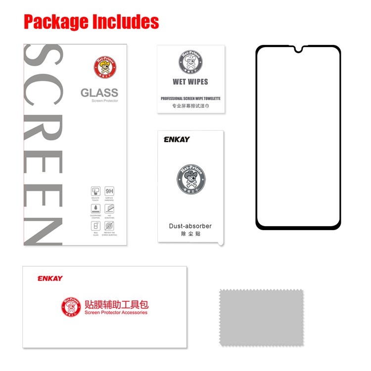 HAT PRINCE Full Glue 0.26mm 9H 2.5D Tempered Glass Full Size Screen Film for Huawei Honor 10 Lite / P Smart (2019)-6