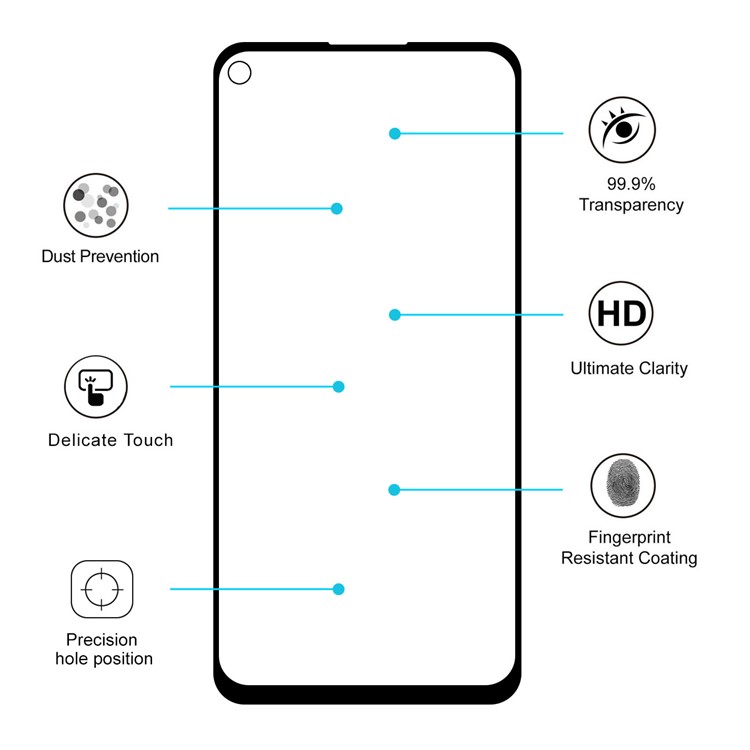 Hut Prinz Full Kleber 0,26 Mm 9h 2,5d Temperiertes Glas Vollbild-Abdeckung Protector Für Samsung Galaxy A8s