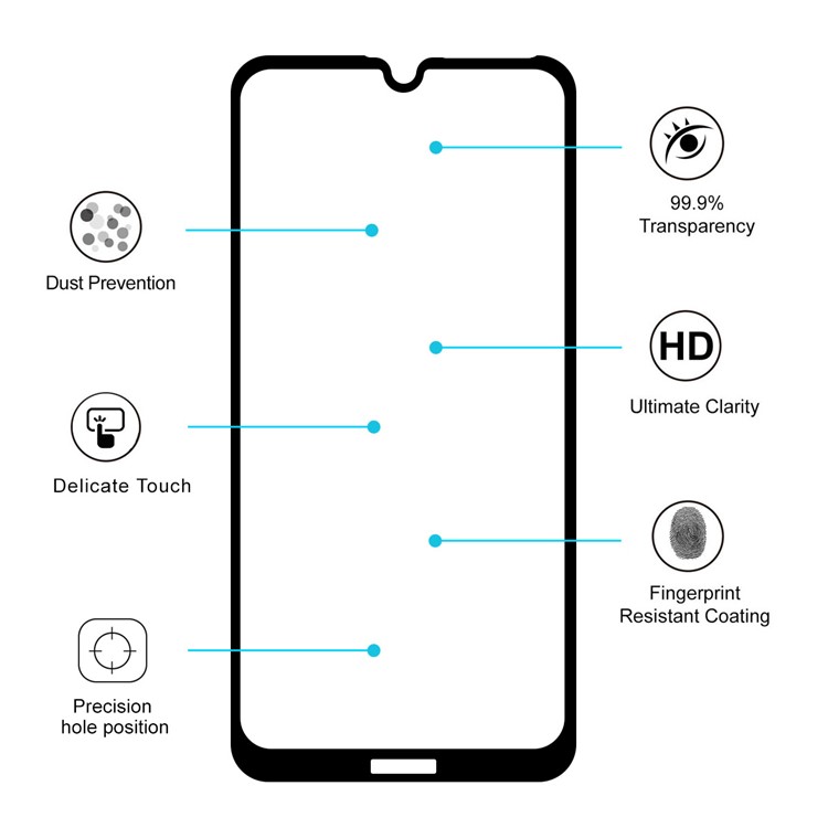 HAT PRINCE Full Glue 0.26mm 9H 2.5D Tempered Glass Full Size Screen Protector for Huawei Enjoy 9 / Y7 Pro (2019)-4