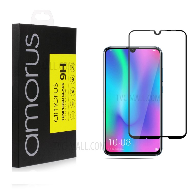AMORUS Full Glue Silk Printing Tempered Glass Full Screen Protector for Huawei P Smart (2019)/Honor 10 Lite/Honor 10i-8