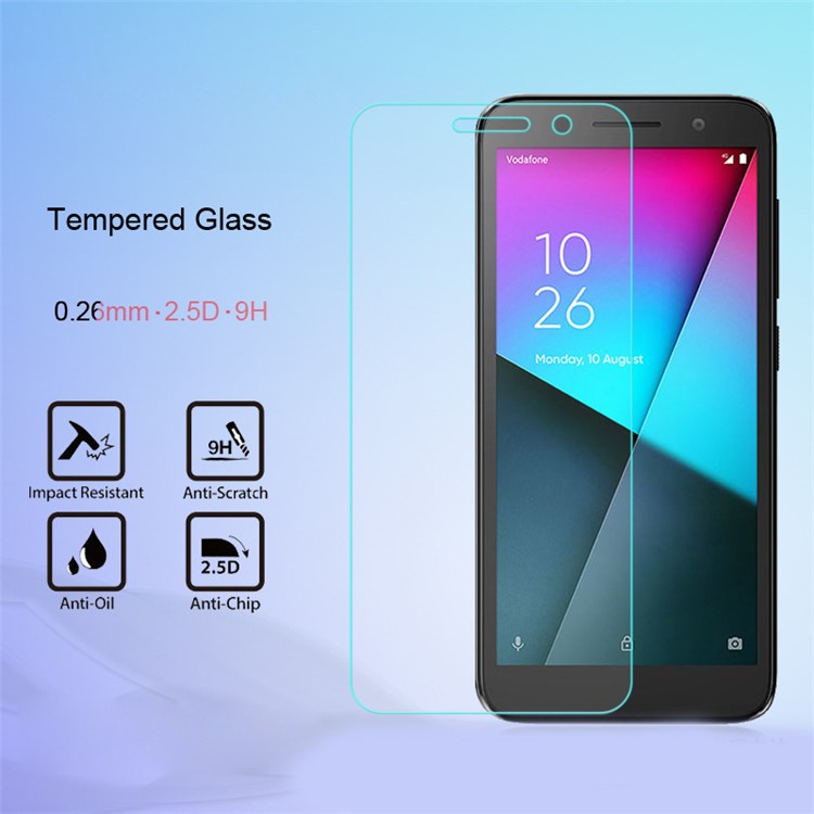 0.26mm Tempered Glass Screen Protector Film Arc Edge for Vodafone Smart E9-2