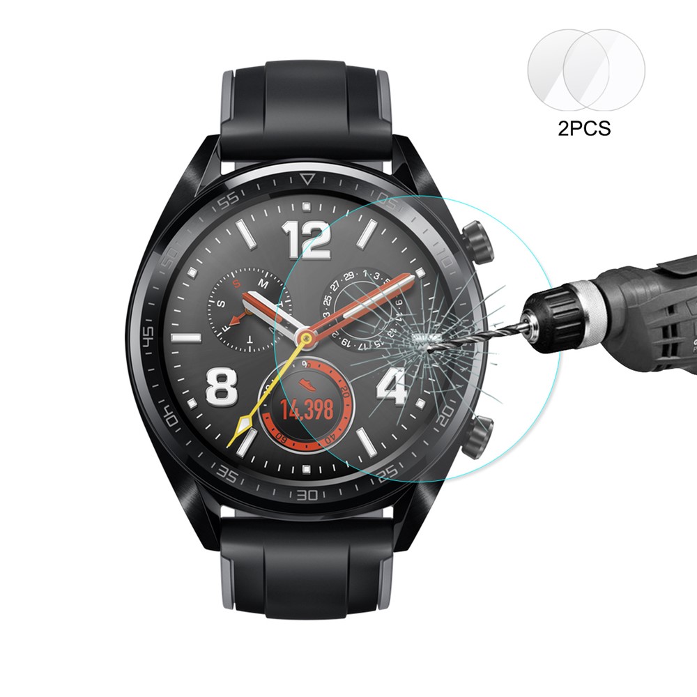 2PCS HAT PRINCE for Huawei Watch GT / GT Active / Elegant Tempered Glass Screen Protector Film 0.2mm 9H 2.15D Arc Edge-2