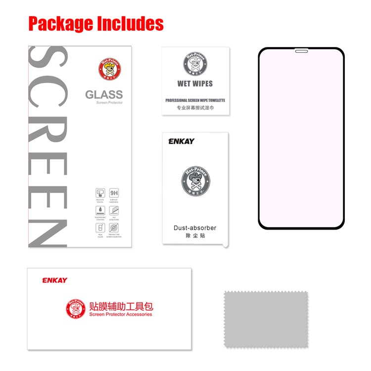HAT PRINCE Anti-blue-ray Full Glue Full Size 0.26mm 9H 2.5D Arc Edge Tempered Glass Screen Film for iPhone XS 5.8 inch-6