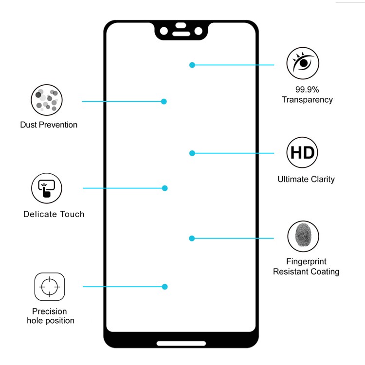 HAT PRINCE for Google Pixel 3 XL Full Glue Full Size 0.26mm 9H 2.5D Arc Edge Tempered Glass Screen Protector-4