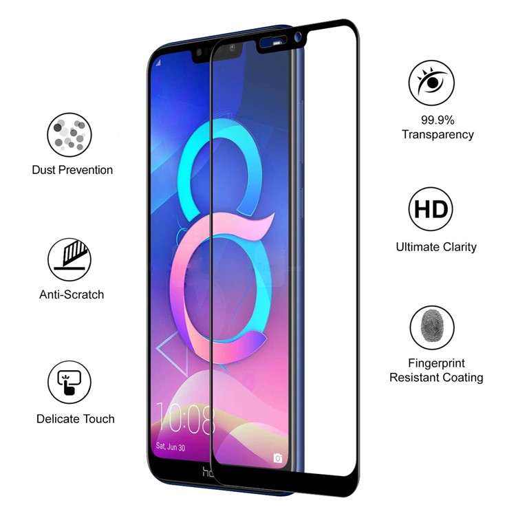HAT PRINCE for Huawei Honor 8C 0.26mm 9H Anti-dust 6D Curved Full Size Tempered Glass Screen Protector Film-1