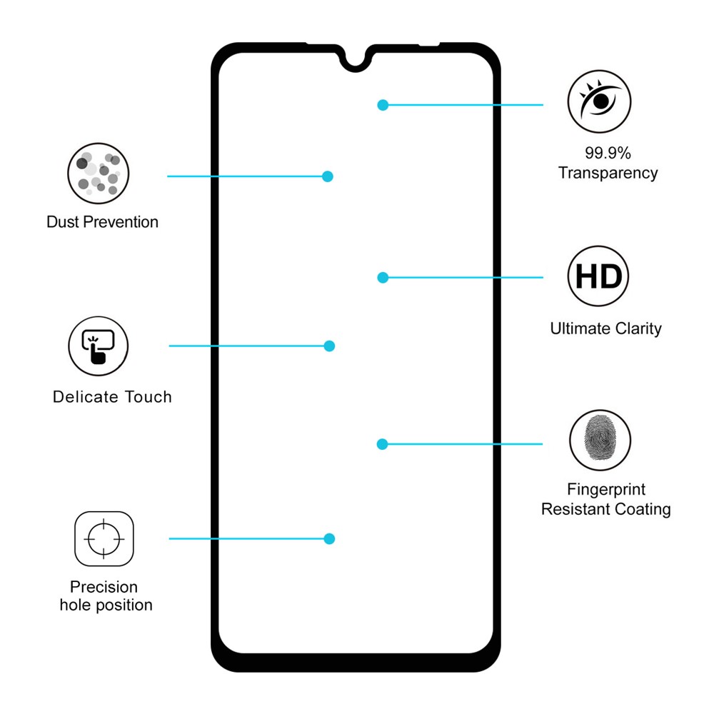 HAT PRINCE Full Glue Full Size 0.26mm 9H 2.5D Arc Edge Tempered Glass Screen Protector for Xiaomi Redmi Note 7 / Note 7 Pro (India)-2