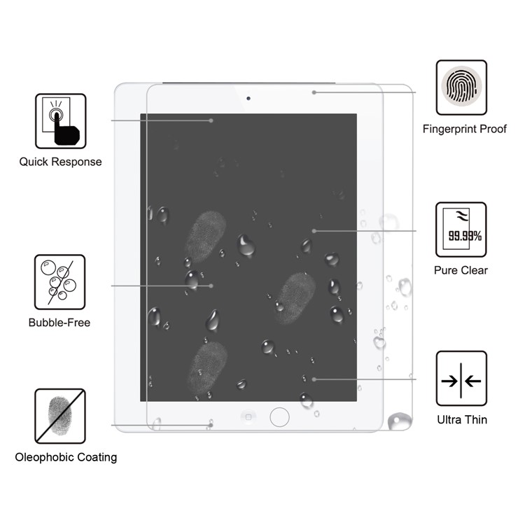 0.25mm Arc Edge 9H Full Screen Covering Tempered Glass Protection Guard Film for iPad 4/3/2-2