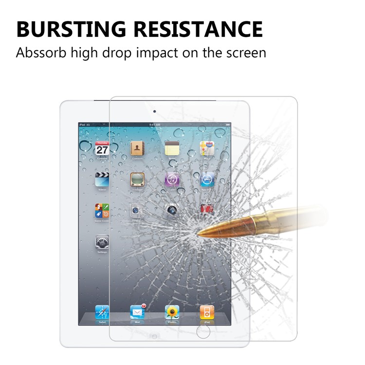 0.25mm Arc Edge 9H Full Screen Covering Tempered Glass Protection Guard Film for iPad 4/3/2-4