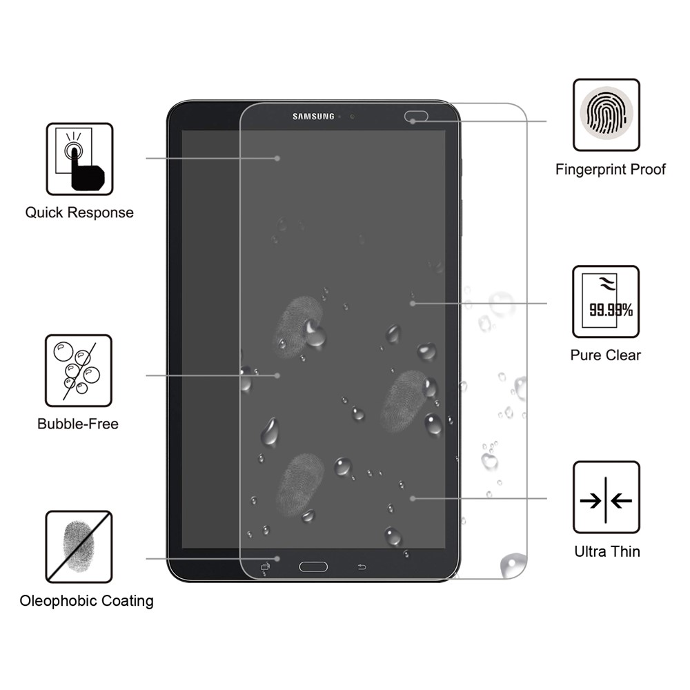 Encendido Arco de 0.25 mm 9H Cubierta de Pantalla Completa de Protección de Vidrio Templado Para Samsung Galaxy Tab A 10.1 (2016) T580