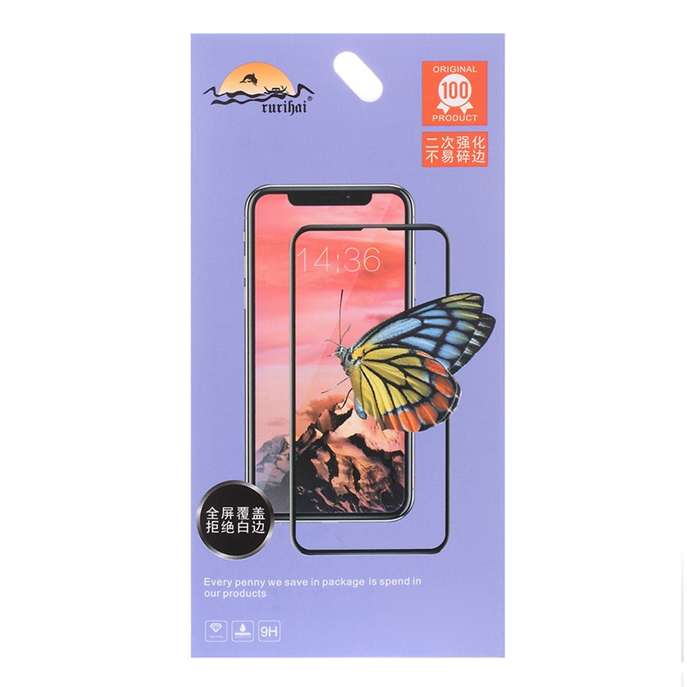 RURIHAI Full Size Solid Defense Full Glue Tempered Glass Screen Film Protector for Xiaomi Redmi Note 7-6