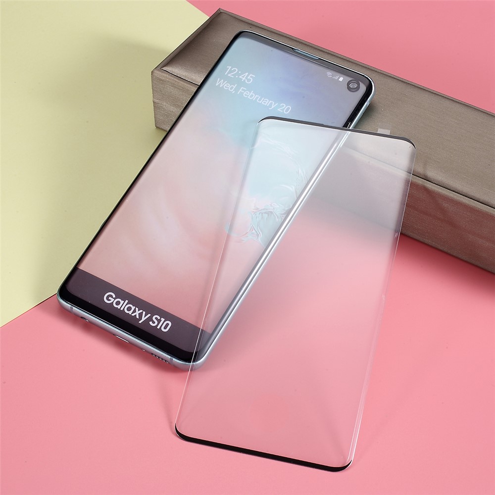 Полноразмерное Закаленное Стекло Экрана Пленки Крышки Для Samsung Galaxy S10 (разблокировка Отпечатков Пальцев)-2