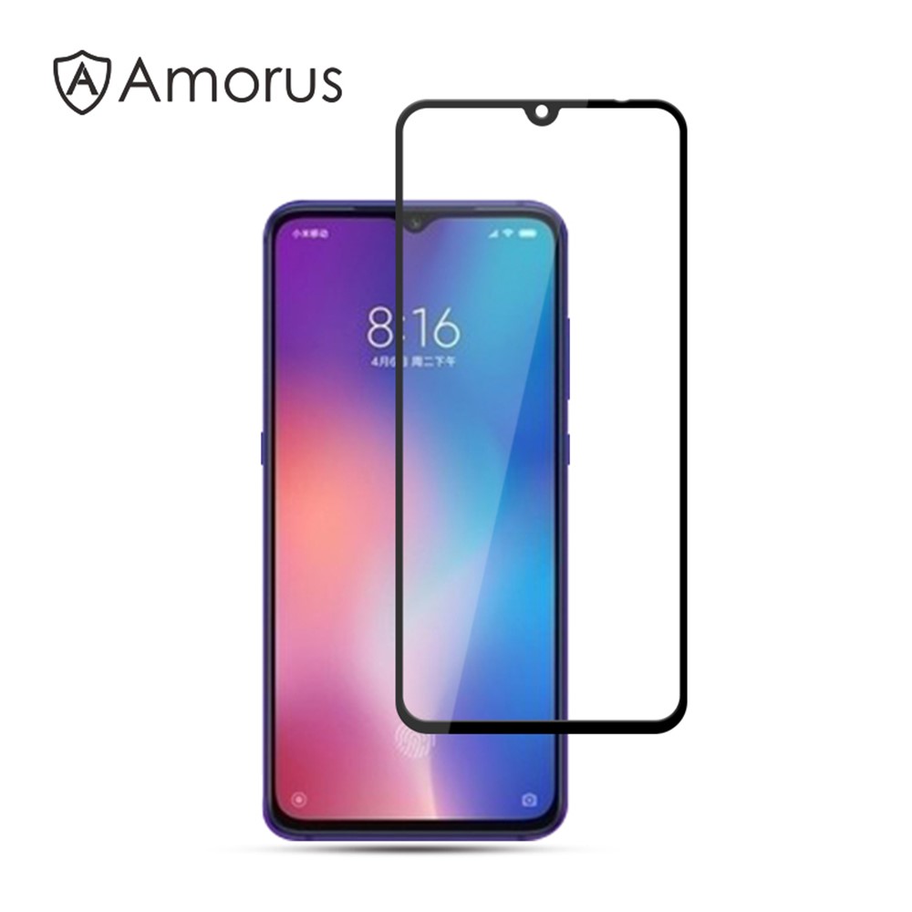 AMORUS Full Glue Silk Printing Tempered Glass Full Screen Protector for Xiaomi Mi 9-1