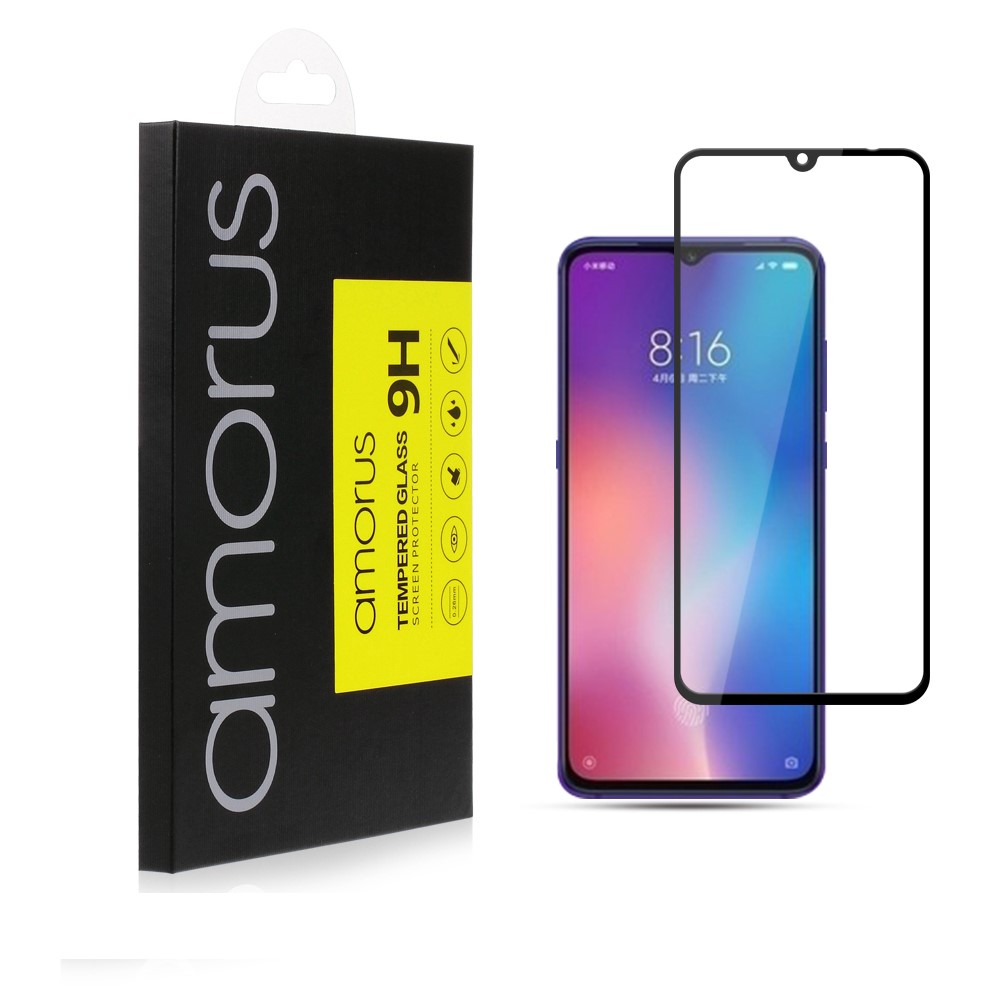 AMORUS Full Glue Silk Printing Tempered Glass Full Screen Protector for Xiaomi Mi 9-6