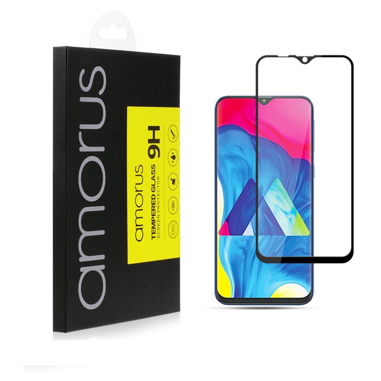 AMORUS Full Glue Silk Printing Tempered Glass Full Screen Protector for Samsung Galaxy M10-6