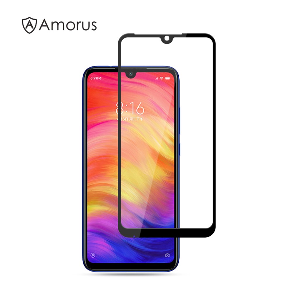 Amorus Cultura Full Silk Impressão De Vidro Temperado Protetor De Tela Cheia Para Xiaomi Redmi Nota 7 / Nota 7 Pro (Índia)