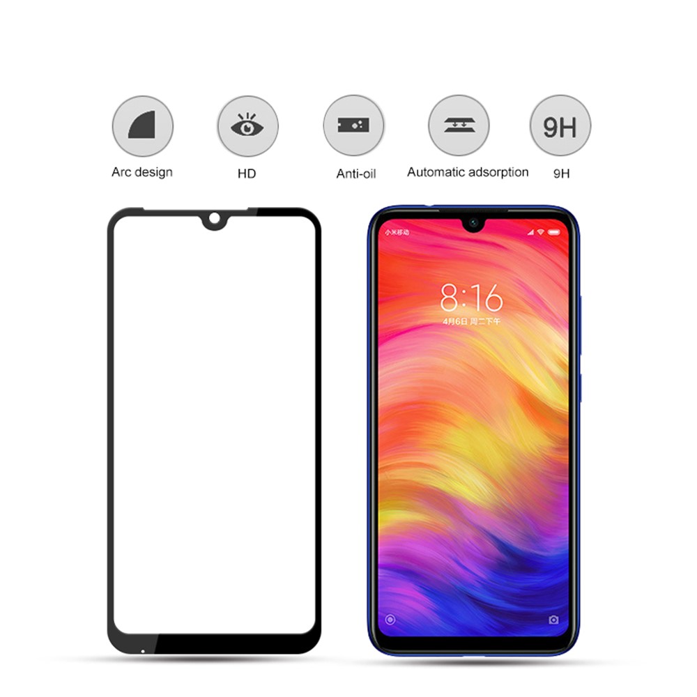 Protector De Pantalla Llena De Vidrio Templado De Impresión De Seda De Glue AMORUS Para Xiaomi Redmi Note 7 / Nota 7 Pro (India)