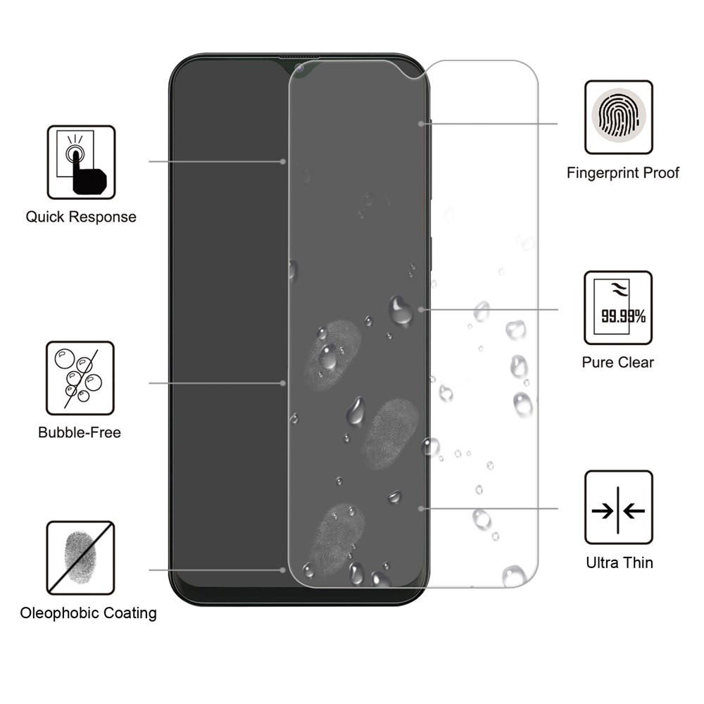 Für Samsung Galaxy A10 ARC Rand 0,25mm Anti-Fingerprint HD Klärung Gehärtetem Glas-Display-Beschützer, Fallfreundlich, Blasefrei, Einfache Installation