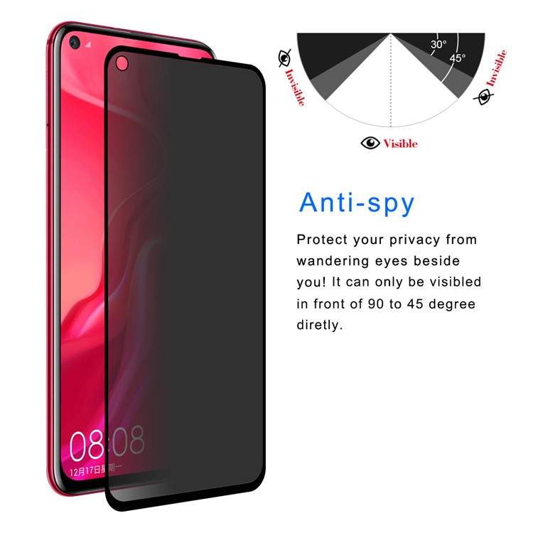 HAT PRINCE Privacy Protection Full Screen Tempered Glass Protector for Huawei nova 4 0.26mm 9H 2.5D-3