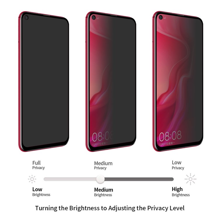 HAT PRINCE Privacy Protection Full Screen Tempered Glass Protector for Huawei nova 4 0.26mm 9H 2.5D-4