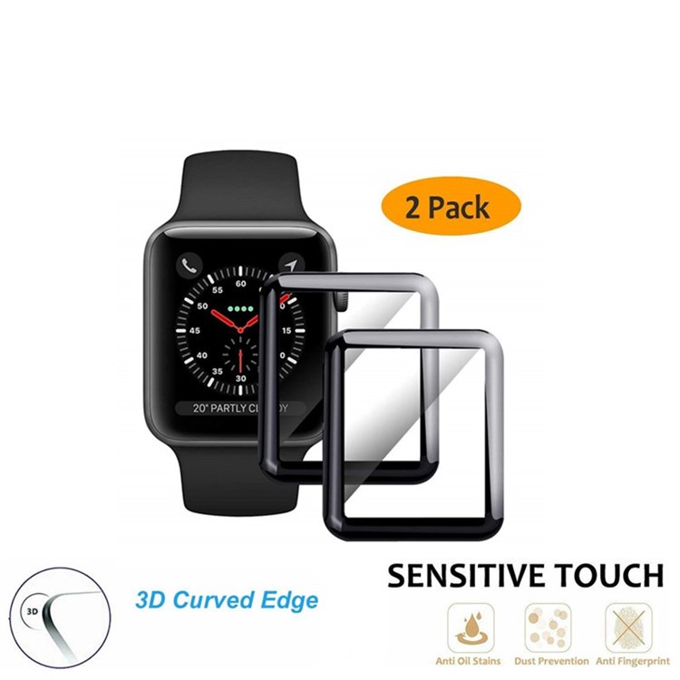 2Pcs/Pack 3D Curved Edges Soft Full Screen Tempered Glass Protector for Apple Watch Series 4 40mm-3