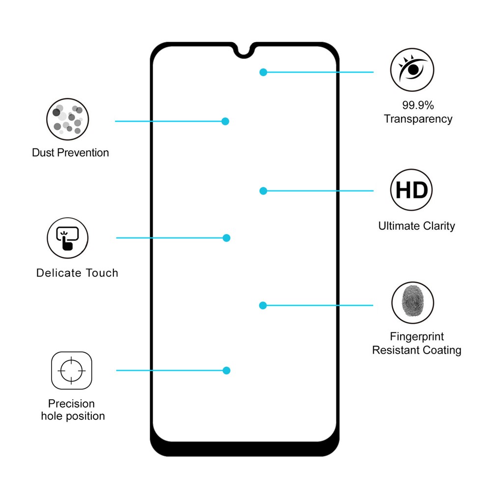 HAT PRINCE Full Glue 0.26mm 9H 2.5D Tempered Glass Guard Film Full Coverage for Samsung Galaxy A20/A30/A50/M30-4