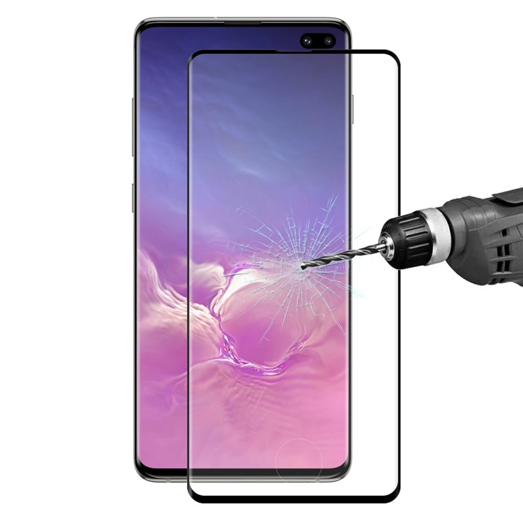 HAT PRINCE 0.26mm 9H 3D Arc Edge Full Size Tempered Glass Screen Film (Fingerprint Unlock) for Samsung Galaxy S10 Plus - Black-1