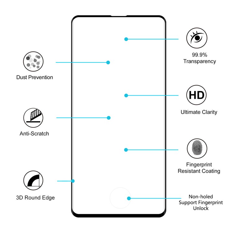 HAT PRINCE 0.26mm 9H 3D Arc Edge Full Size Tempered Glass Screen Film (Fingerprint Unlock) for Samsung Galaxy S10 Plus - Black-4