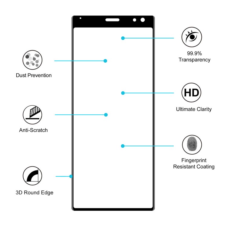 Hutprinz Für Sony Xperia 10 3D Vollbild-Gehärtetem Glas Schutzfilm 0,26 Mm - Schwarz