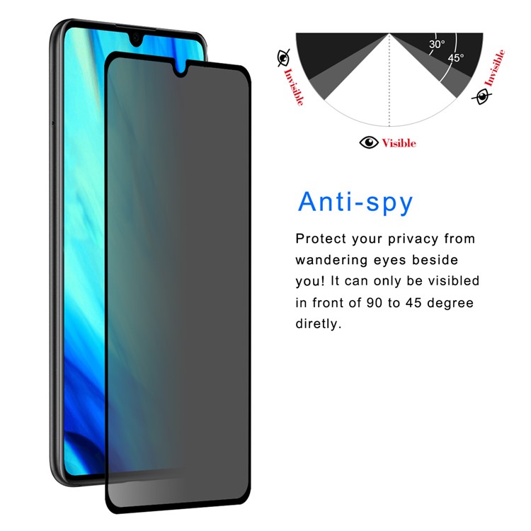 HAT PRINCE for Huawei P30 0.26mm 9H 2.5D Privacy Protection Full Screen Tempered Glass Protector Film-3