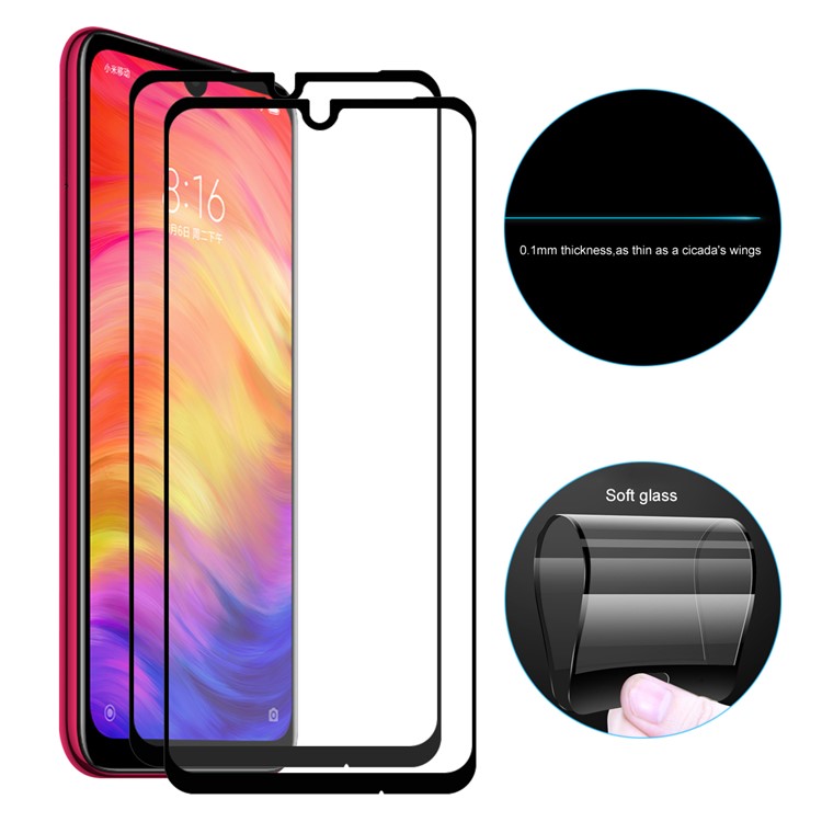 2Pcs/Pack HAT PRINCE Full Cover 0.1mm 9H Soft Glass Screen Protector for Xiaomi Redmi Note 7 / Note 7 Pro (India)-2