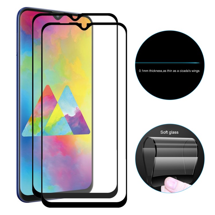 2Pcs/Pack HAT PRINCE Full Cover 0.1mm 9H Soft Glass Screen Film for Samsung Galaxy M20-1