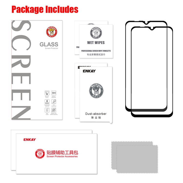 2Pcs/Pack HAT PRINCE Full Cover 0.1mm 9H Soft Glass Screen Film for Samsung Galaxy M20-5
