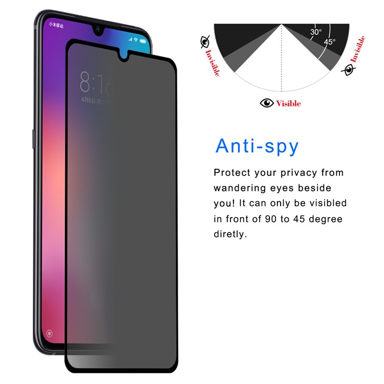 HAT PRINCE for Xiaomi Mi 9 SE 9H 2.5D Privacy Protection Full Screen Tempered Glass Protection Film 0.26mm-3