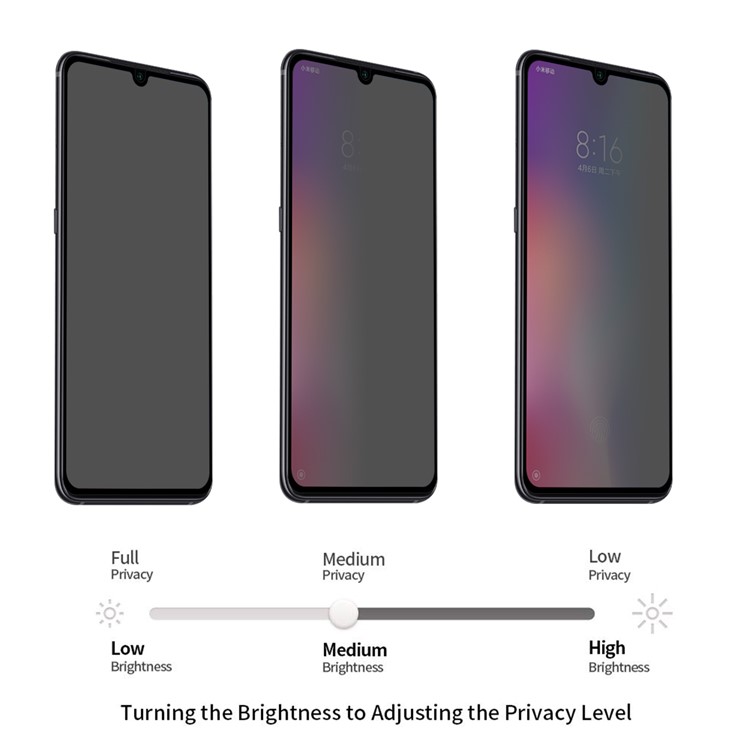 HAT PRINCE for Xiaomi Mi 9 SE 9H 2.5D Privacy Protection Full Screen Tempered Glass Protection Film 0.26mm-4