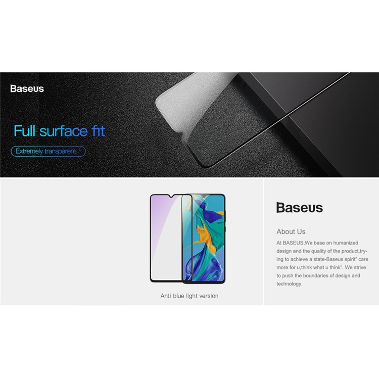 BASEUS 0.3mm Anti-blue-ray Curved Tempered Glass Full Screen Shield for Huawei P30 - Black-14