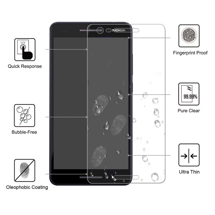 Arc Edge 0.25mm Anti-Fingerprint Tempered Glass Screen Protector for Nokia 2.1-2