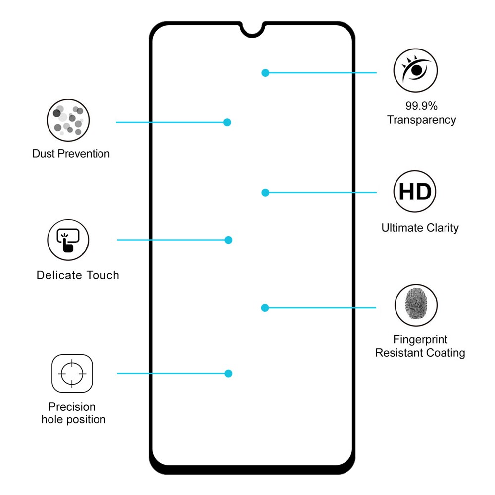 HAT PRINCE 0.26mm 9H 2.5D Tempered Glass Full Glue Shield Full Coverage for Samsung Galaxy A70-4
