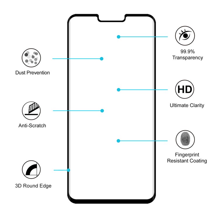 HAT PRINCE 3D 0.26mm 9H Full Screen Covering Tempered Glass Film for LG G8 ThinQ - Black-4