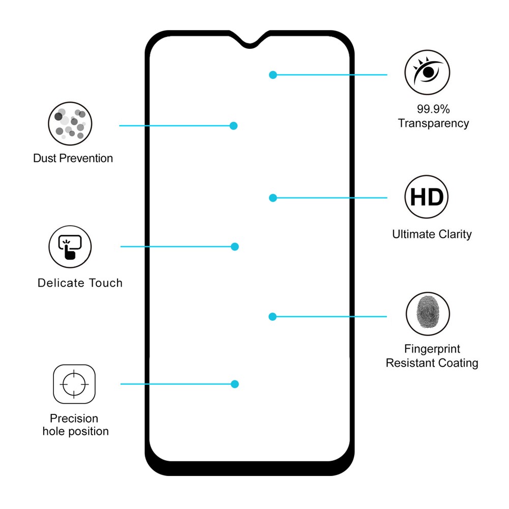 HAT PRINCE for Samsung Galaxy A30 / A20 Full Glue 0.26mm 9H 2.5D Tempered Glass Screen Full Coverage Protector-4