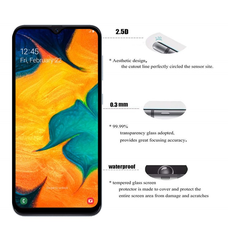 Ultra Clear 3D Tempered Glass Full Screen Protector Film for Galaxy A50 / A30-2